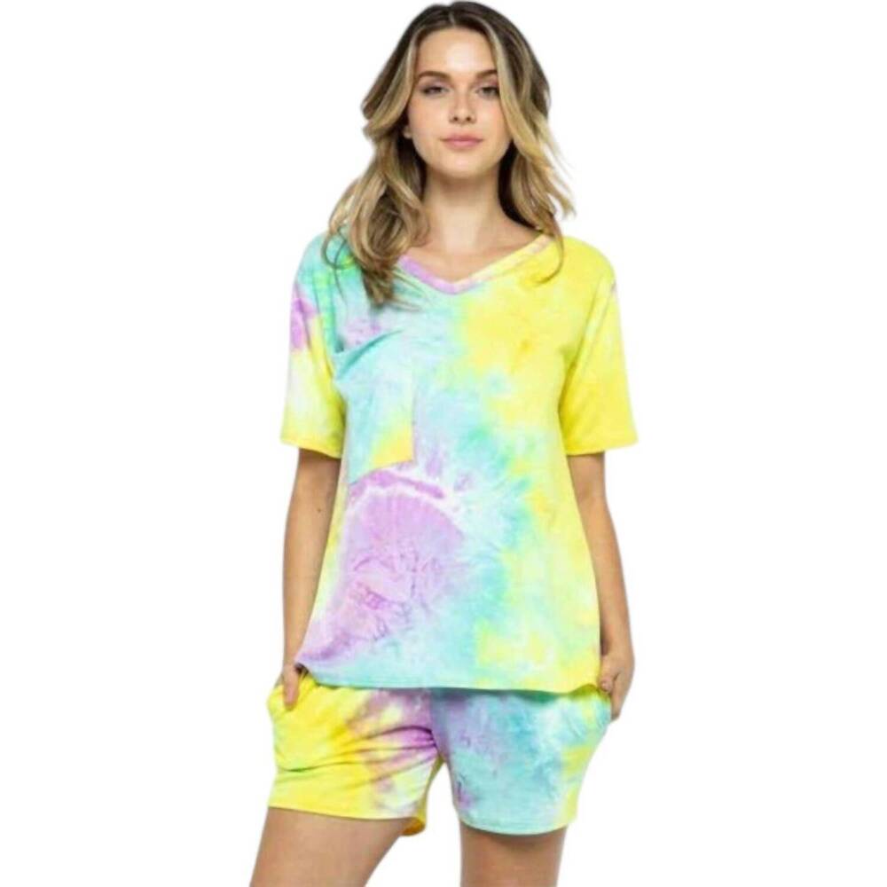 NEW ELDRIDGE ellie tie dye short set in multi color